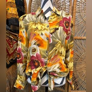 Vintage NWT 80s designer Paolo Santini silk button down blouse